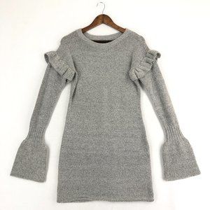 Romeo + Juliet Couture Women's Size Small Grey Knit Ruffle Sweater Mini Dress